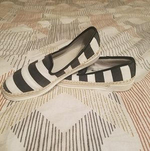 Striped Espadrille slip ons